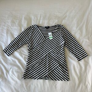 Verve Ami Black and White Diagonal Stripe Blouse
